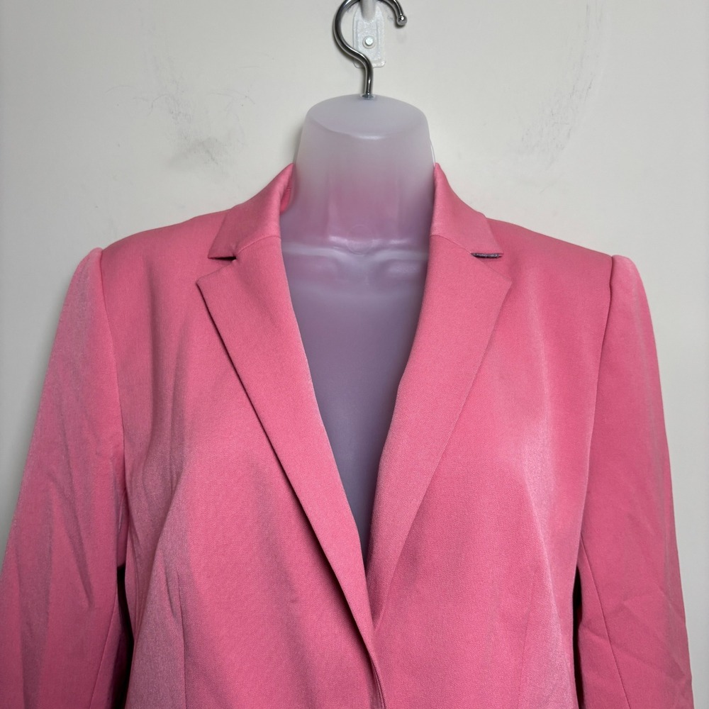 Ann Taylor Pink Long Sleeve One Button Padded Shoulders Blazer Jacket Womens 6 - Picture 2 of 7